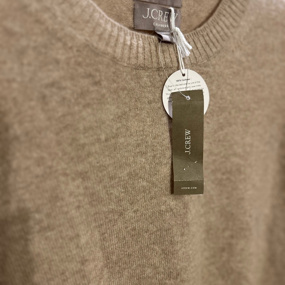 J. Crew Women's Cashmere Shrunken Crewneck Sweater in Heather Stone Sz.  XS NEW - Picture 7 of 8